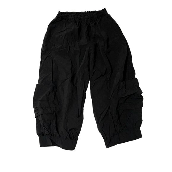 Moyuru Cropped Parachute Pull-On Nylon Pants Black Avant-Garde size Medium - Picture 1 of 11
